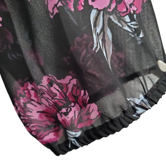 Torrid 4 Sz 4X Blouse Pullover Flowy Floral Long Sleeve Criss Cross Back Purple - Picture 8 of 10